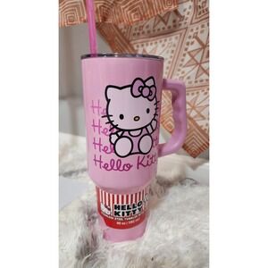 Hello Kitty Stainless Steel Travel Tumbler 40oz Pink with Handle, Lid, Straw